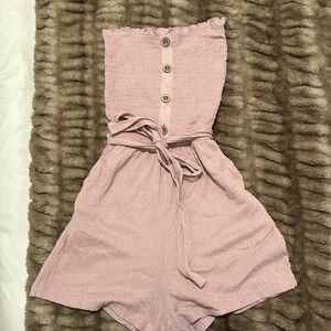 Button Tie Waist Romper